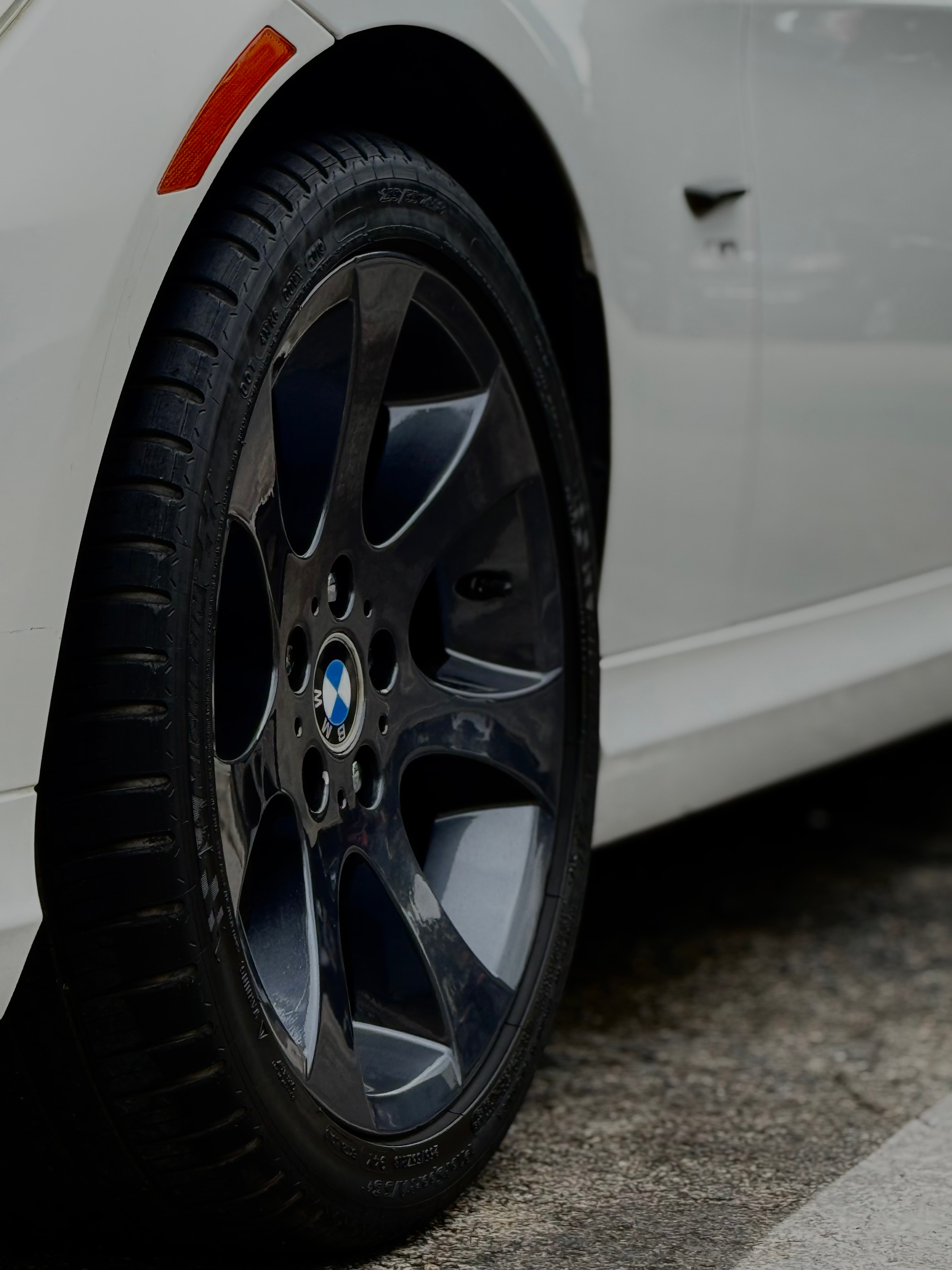Close-up of a sparkling clean BMW alloy wheel after detailing