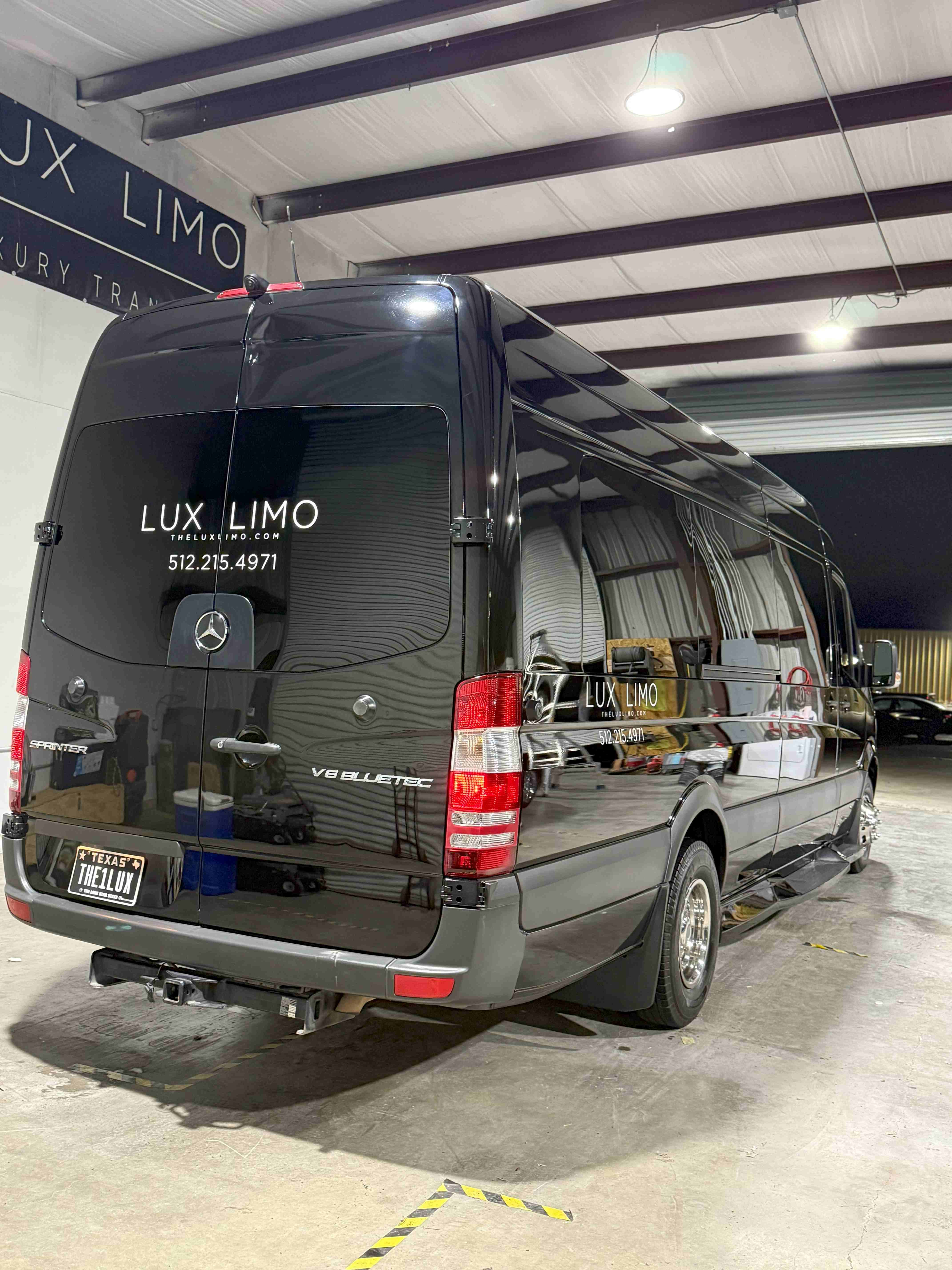 Luxury limousine rear detailing Austin - comprehensive exterior cleaning service